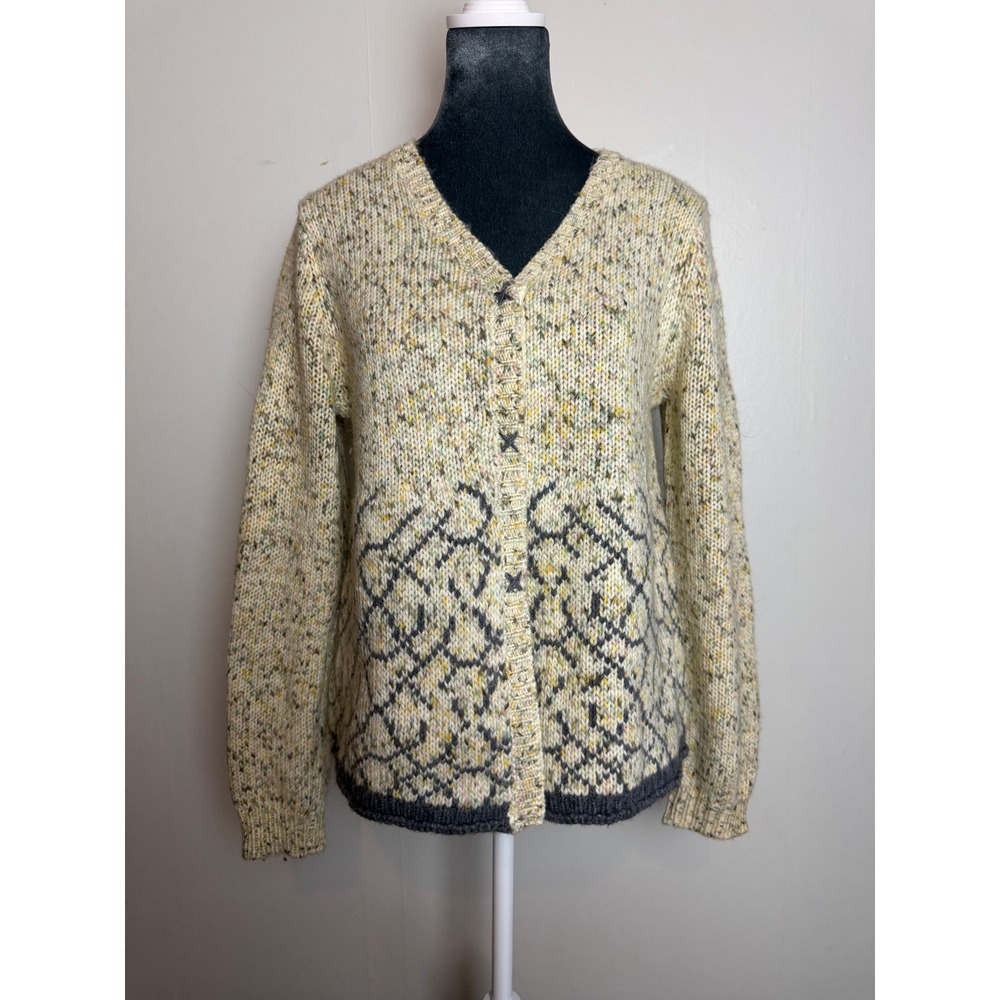 Sundance Wool Alpaca Blend Geometric Knit‎ Cardigan Sweater chunky fair isle M